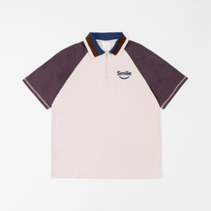 Áo Polo Zip Smile Unisex Phối Màu Raglan - Form Rộng Phong Cách Vintage